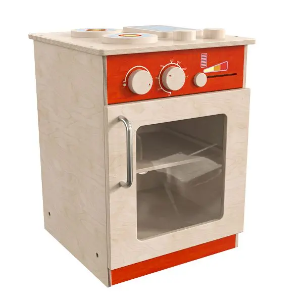Flash Furniture Bright Beginnings Commercial Grade Wooden Children's Kitchen Stove Merged Storage, MK-ME03522-GG