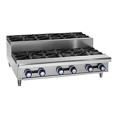 Imperial Hotplate, gas, 24"W, (2) open burners, (2) step-up burners, cast iron grates, IHPA-4-24SU