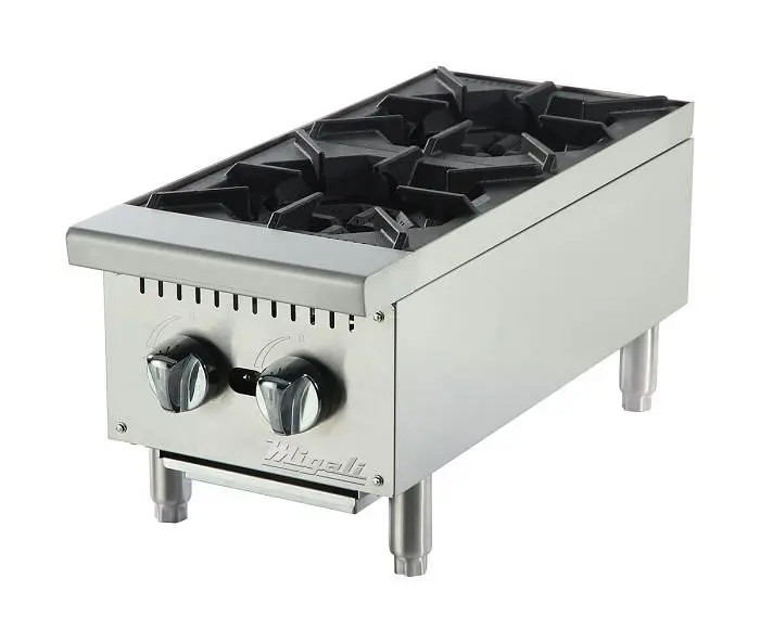 Migali 2 Burner Hot Plate, 12"x27.6"x13.1" (WxDxH), Lift Gate included, C-HP-2-12+LG