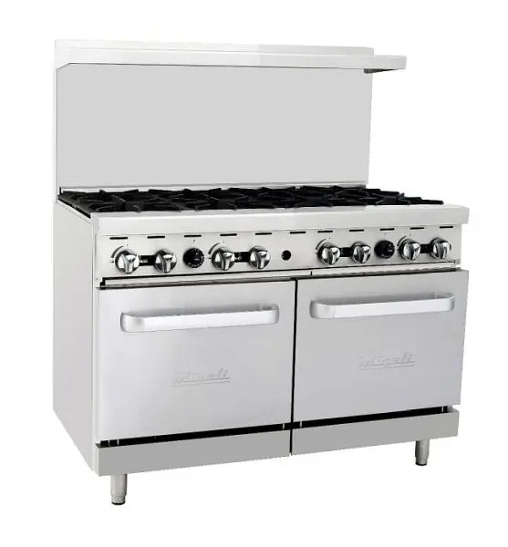 Migali 8 Burner Range, 2x Ovens, Natural Gas, 48"x31"x56.4" (WxDxH), Lift Gate included, C-RO8-NG+LG