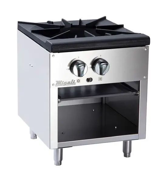 Migali 1 Burner Stock Pot Stove, 18"x20.9"x22.8" (WxDxH), Lift Gate included, C-SPS-1-18+LG