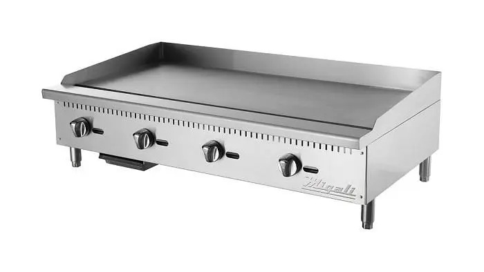 Migali Regular 48″ Wide Manual Griddle, 120,000 BTU, 48"x28.6"x15.2" (WxDxH), Lift Gate included, C-G48+LG