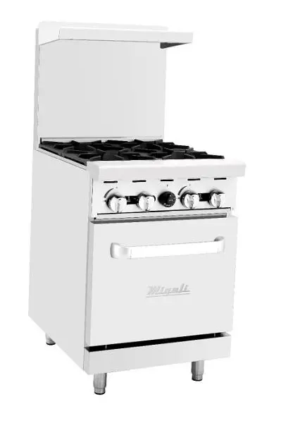 Migali Super-Strong 4 Burner Range, 1x Oven, Bare Gas, 24"x31"x56.4" (WxDxH), C-RO4-NG