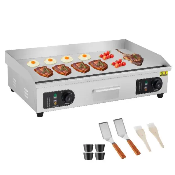 VEVOR Commercial Electric Griddle, 4400W Countertop Flat Top Grill, 122°F-572 °F Adjustable Temp, SYKDBLQP10MM0D13GV4