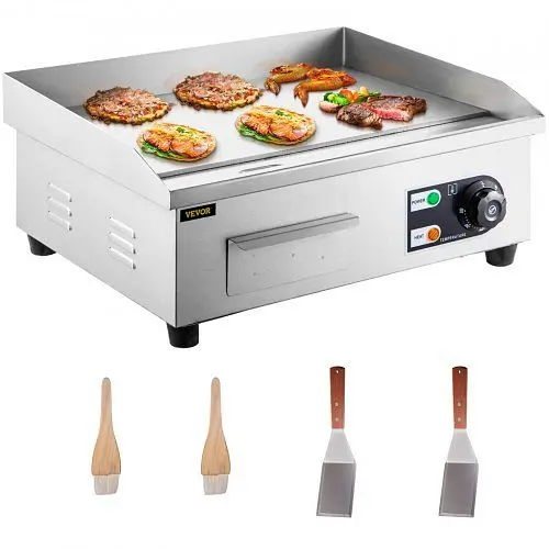 VEVOR Commercial Electric Griddle Countertop Griddle Grill 18" Countertop Grill, DBLYCQP18110VGBZHV1