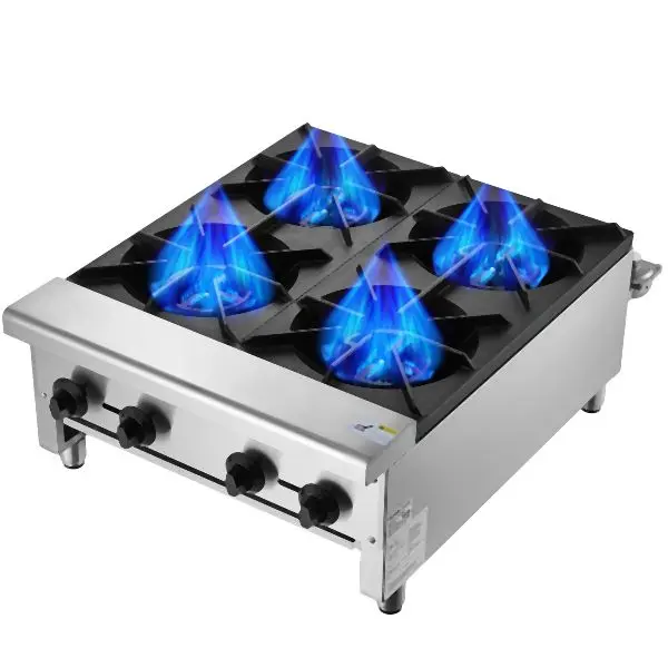 VEVOR Commercial Gas Range Stove 4 Burners Countertop Cooking Hot Plate Kitchen, SYTSRQZBDJK4FOXOHV0