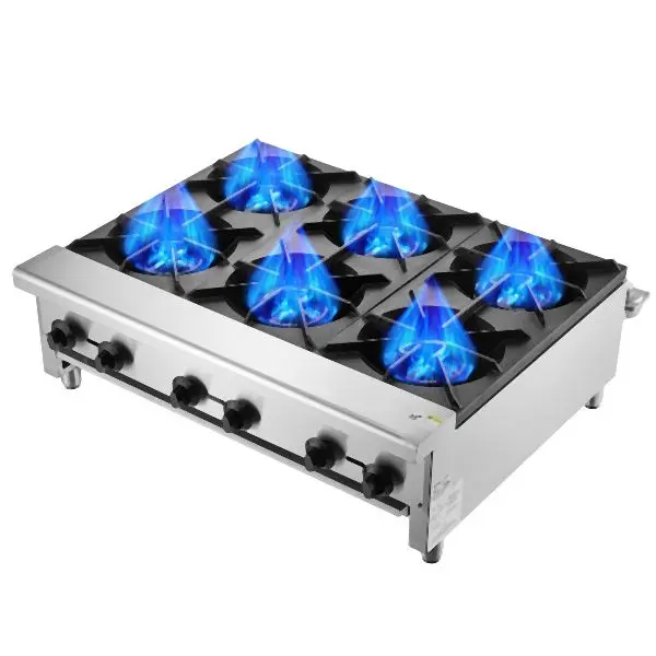 VEVOR Commercial Gas Range Stove 6 Burners Countertop Cooking Hot Plate Kitchen, SYTSRQZBDJK685F0RV0