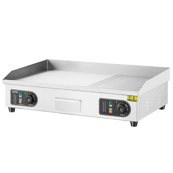 VEVOR Commercial-Grade Commercial Electric Griddle, 2800W Countertop Half-Flat Top Grill, 122℉-572℉ Adjustable Temp, S...