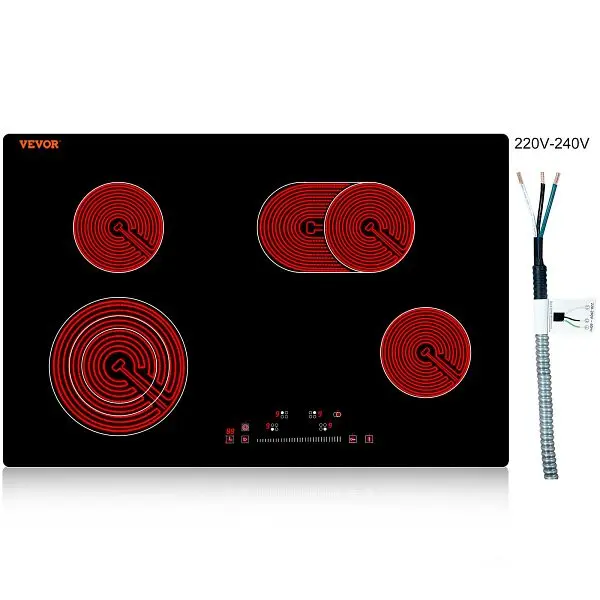 VEVOR Constructed Electric Stove Top, 30.3 x 20.5 inch 4 Burners, Q30INCH7200W4GOHKV4
