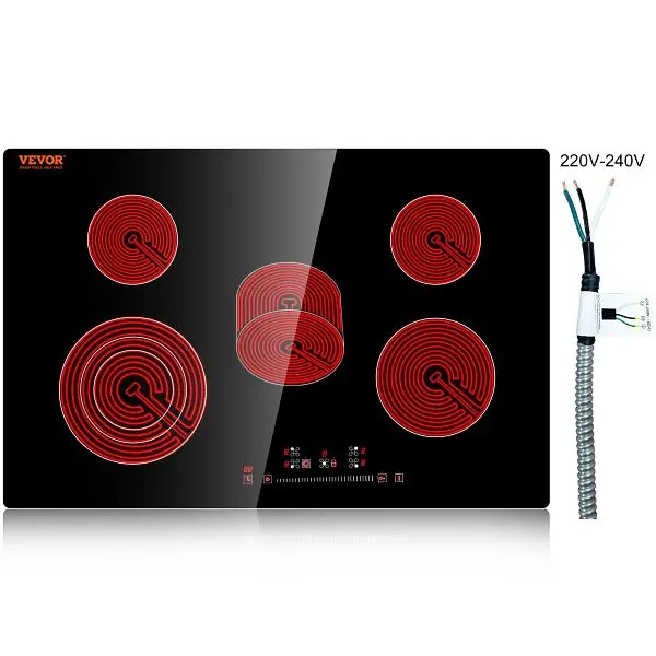 VEVOR Constructed Electric Stove Top, 30.3 x 20.5 inch 5 Burners, Q30INCH8600W5R5SOV4