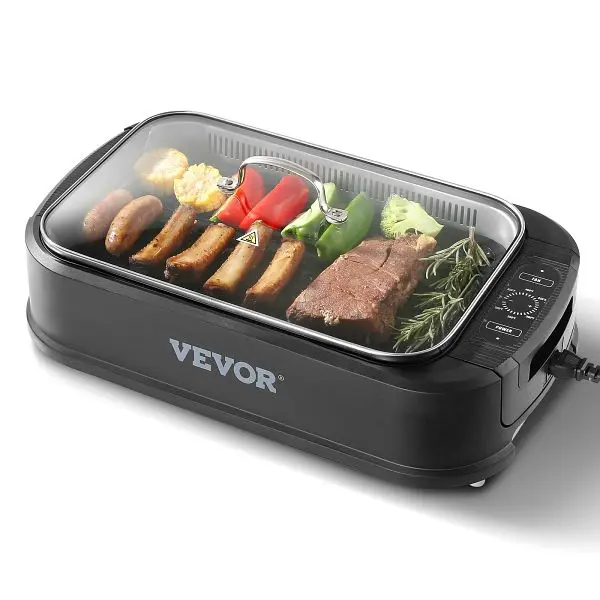 VEVOR Hardened Smokeless Indoor Grill, 110 sq. 1500W Electric BBQ Grill Non-Stick Surface, SNWYDKJSNW110MVIDV1