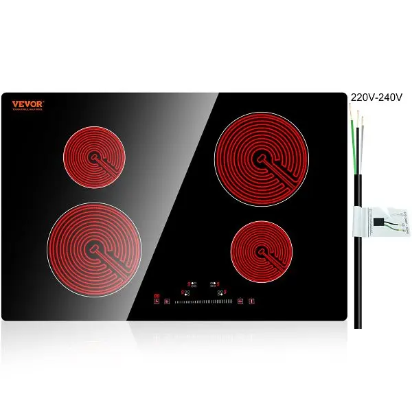 VEVOR High-Visibility Constructed Electric Stove Top, 23.2 x 20.5 inch 4 Burners, Q24INCH6000W4P6Y3V4