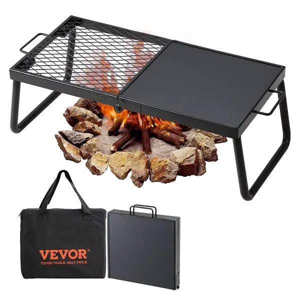 VEVOR Large 22.4" Folding Campfire Grill, Heavy Duty Steel Mesh Grate, ZDYYKJZDG2412HEIHV0