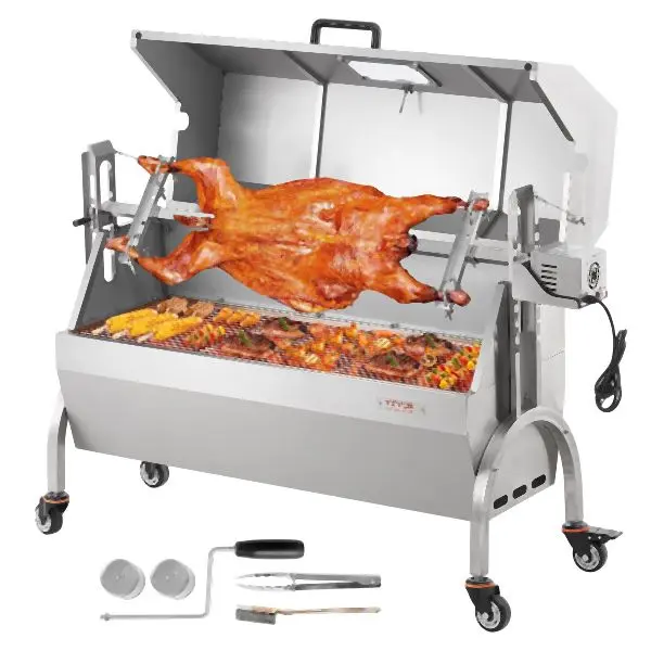 VEVOR Roaster Spit Rotisserie BBQ Grill Pig Lamb Stylishken Roaster 52W 198LBS, Fully Covered Type, DDXZKJ46INCHFXZ3BV1