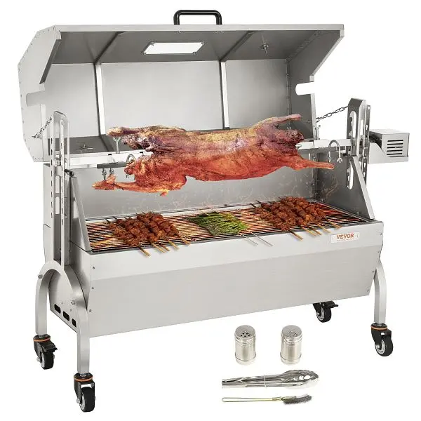 VEVOR Serrated Roaster Spit Rotisserie BBQ Grill, Fully Covered, HLKD4650W60KGCMNMV1