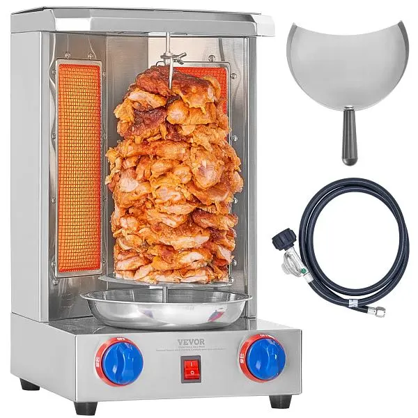 VEVOR Shawarma Grill Machine, 13 lbs End Capacity, Gas Vertical Broiler, LSKRJ13BRQBW33135V1