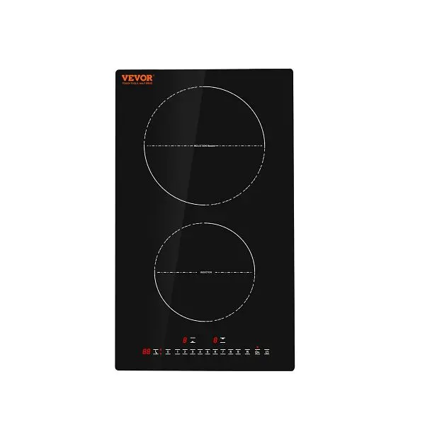 VEVOR Smooth Electric Cooktop 12", 2 Burners, 3000W, QRSDC2123500WWM5BV4