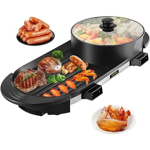 VEVOR Universal 2 1 BBQ Grill and Hot Pot, DGNH2400W110VQVVFV1
