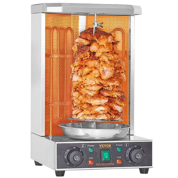 VEVOR Water-Resistant Shawarma Grill Machine, 13 lbs Pipe Capacity, Electric Vertical Broiler, LSKRJ13BDWM02BTJOV1