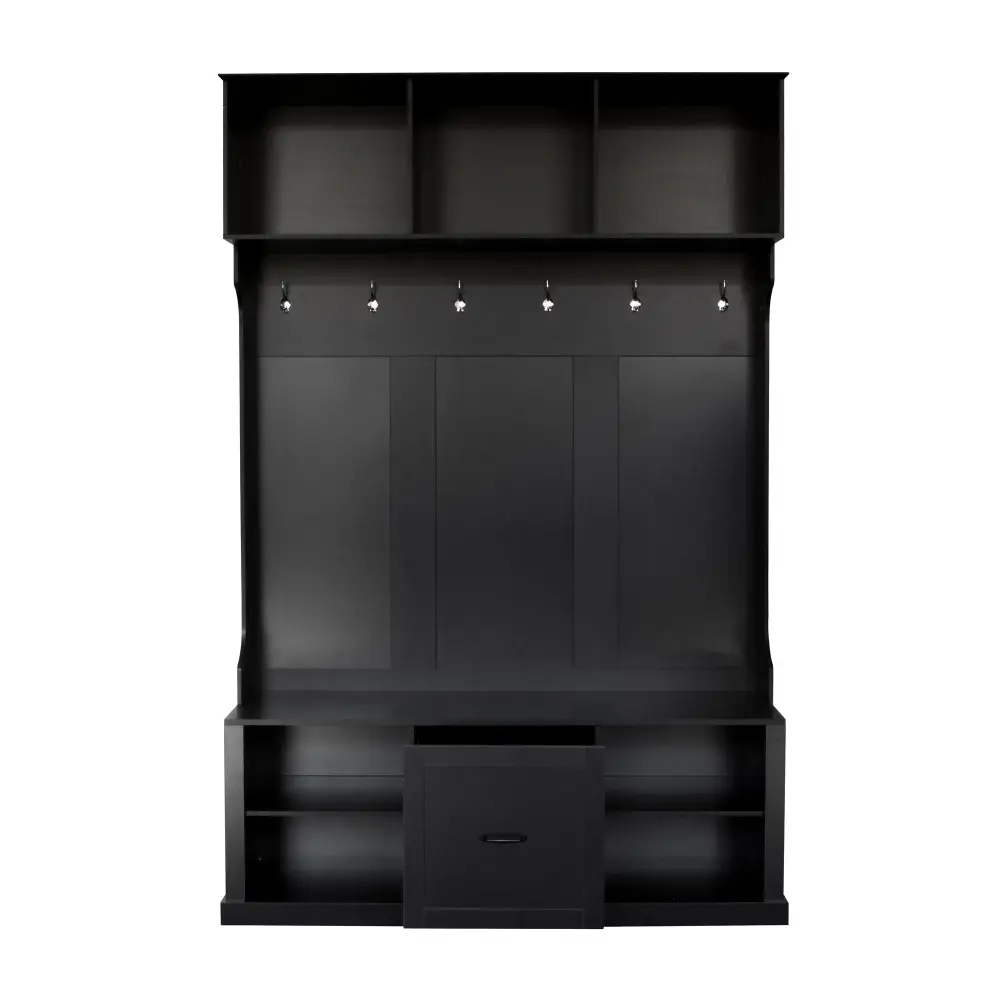 Hall Tree 6 Hooks, Coat Hanger, Entryway Bench Mudroom