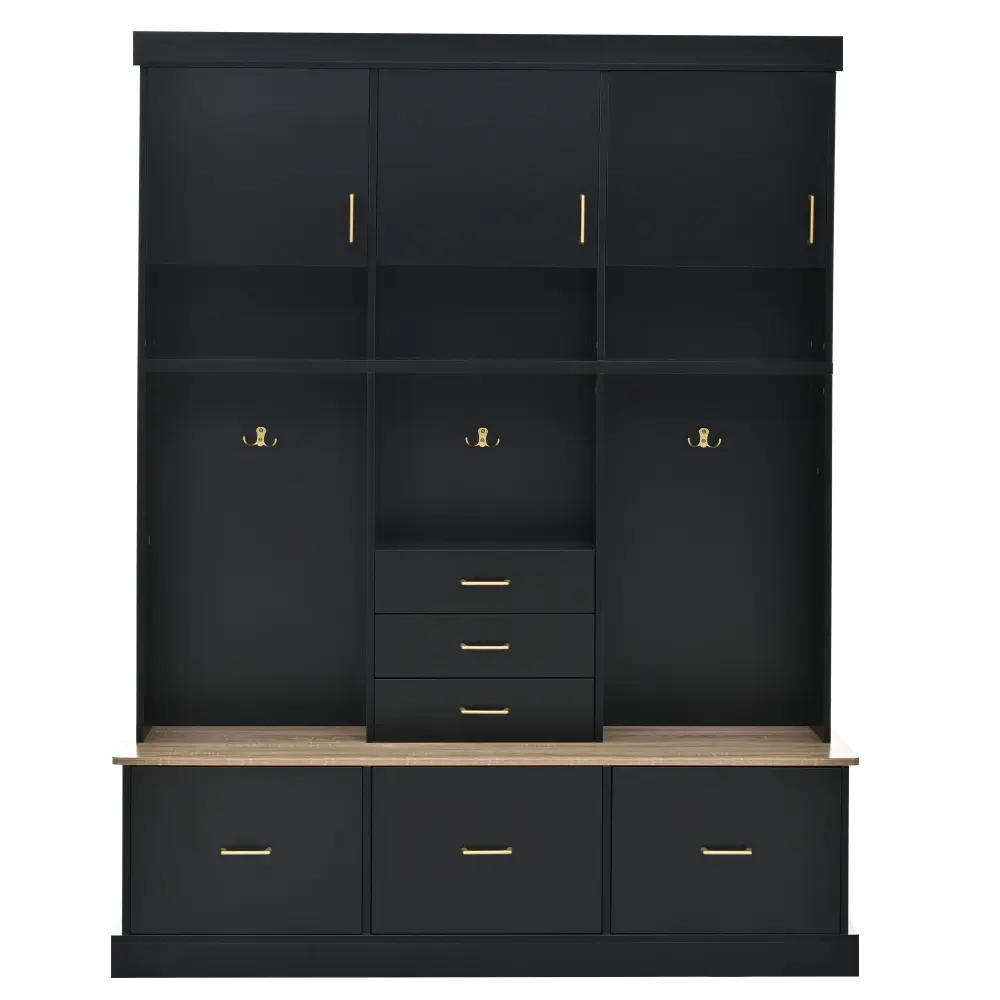 Rustic Farmhouse Entryway Hall Tree Bench And Storage, 5 1 Coat Rack