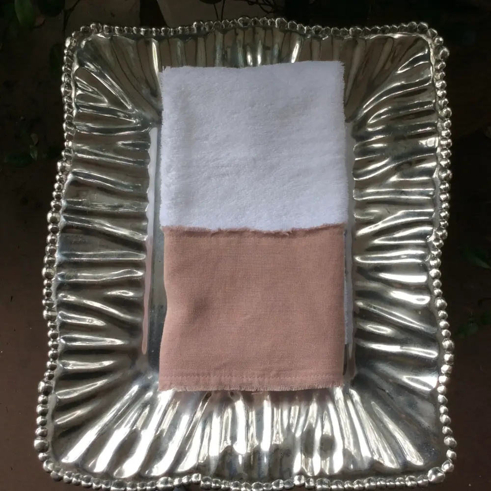 MONOGRAM TERRY HAND TOWEL ROSE COTTON BORDER | Ultra Soft & Plush