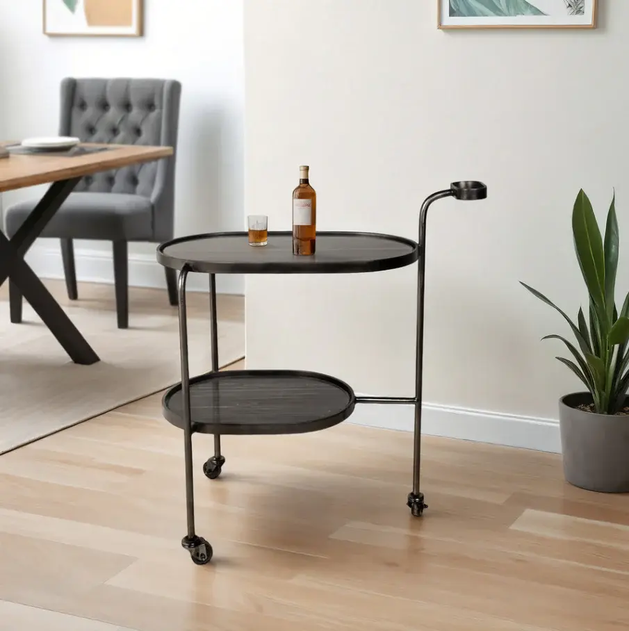 Industrial Style Francois Marble Bar Cart