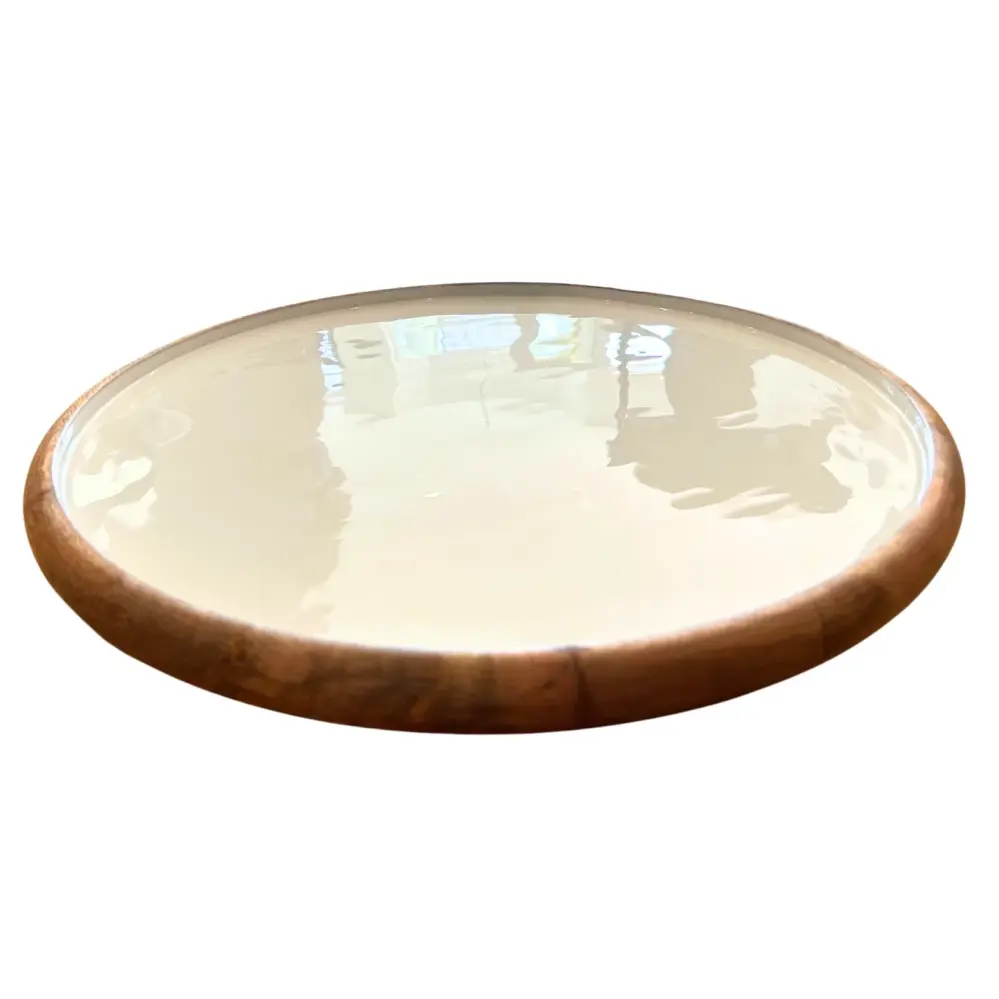 Acacia & Enamel Lazy Susan