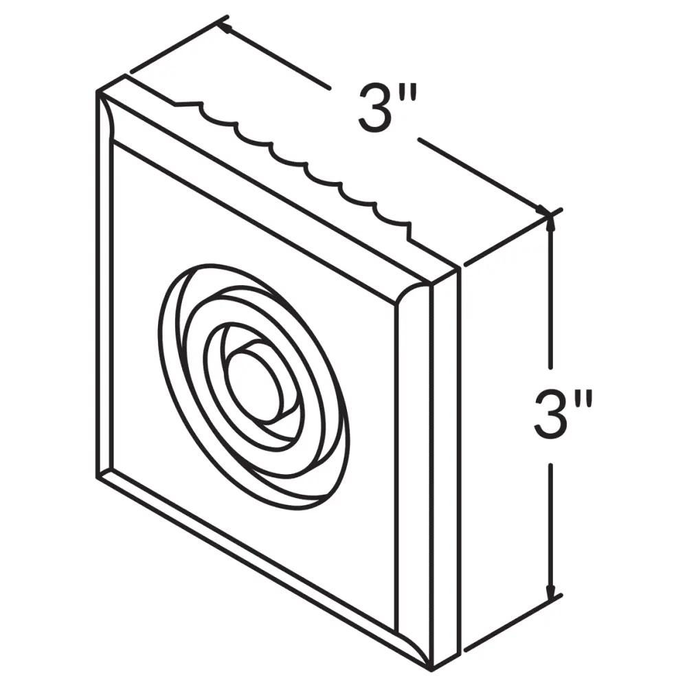 Rosette Molding FFROS3X3 Danbury Cobalt LessCare 3 . width 3 . height