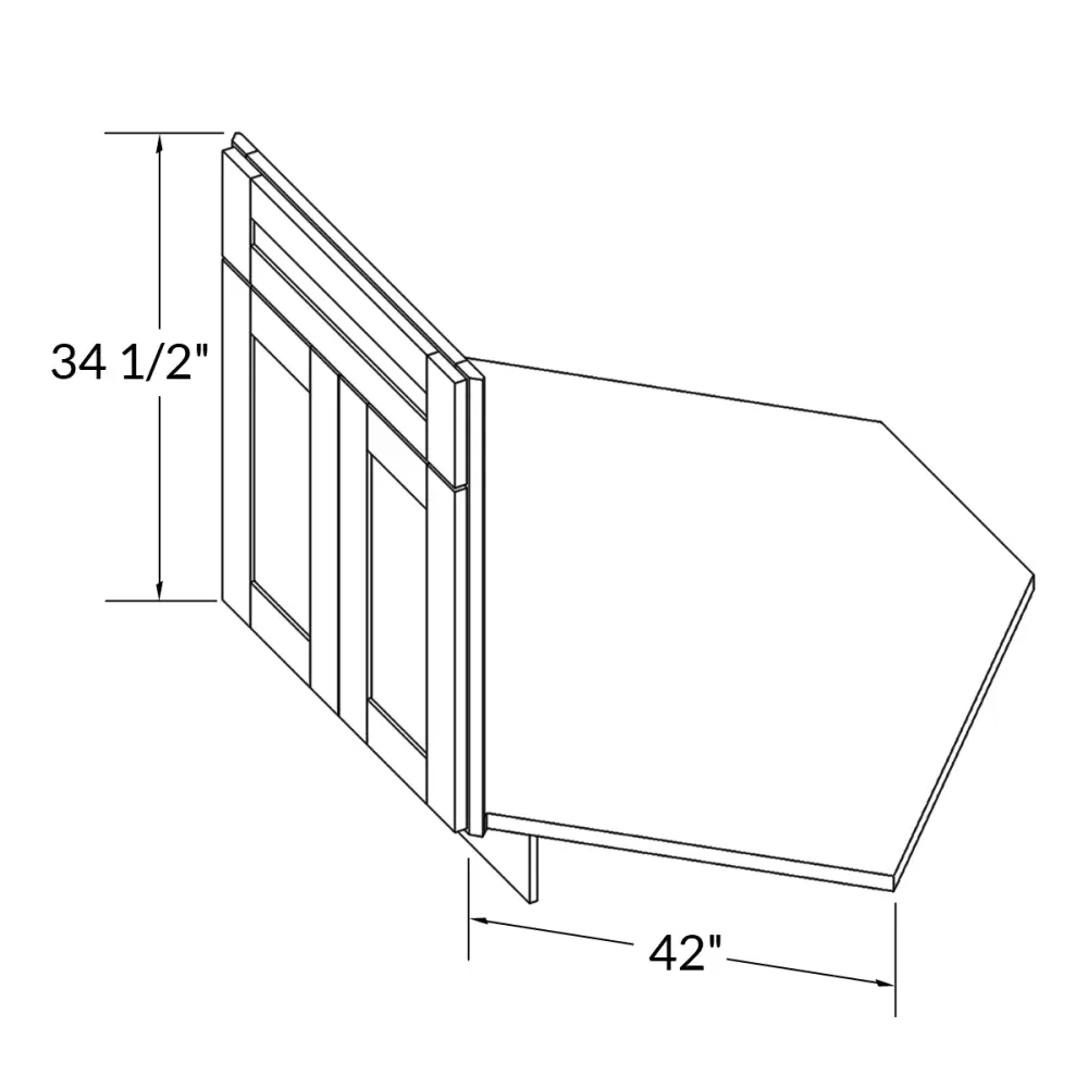 Sink Front Corner Base Kitchen Cabinet SFC42 Danbury Navy LessCare 34.5 . height 42 . depth