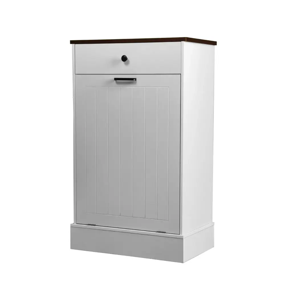 Tilt Out Trash Cabinet Drawer, 10 Gallon Hamper - White