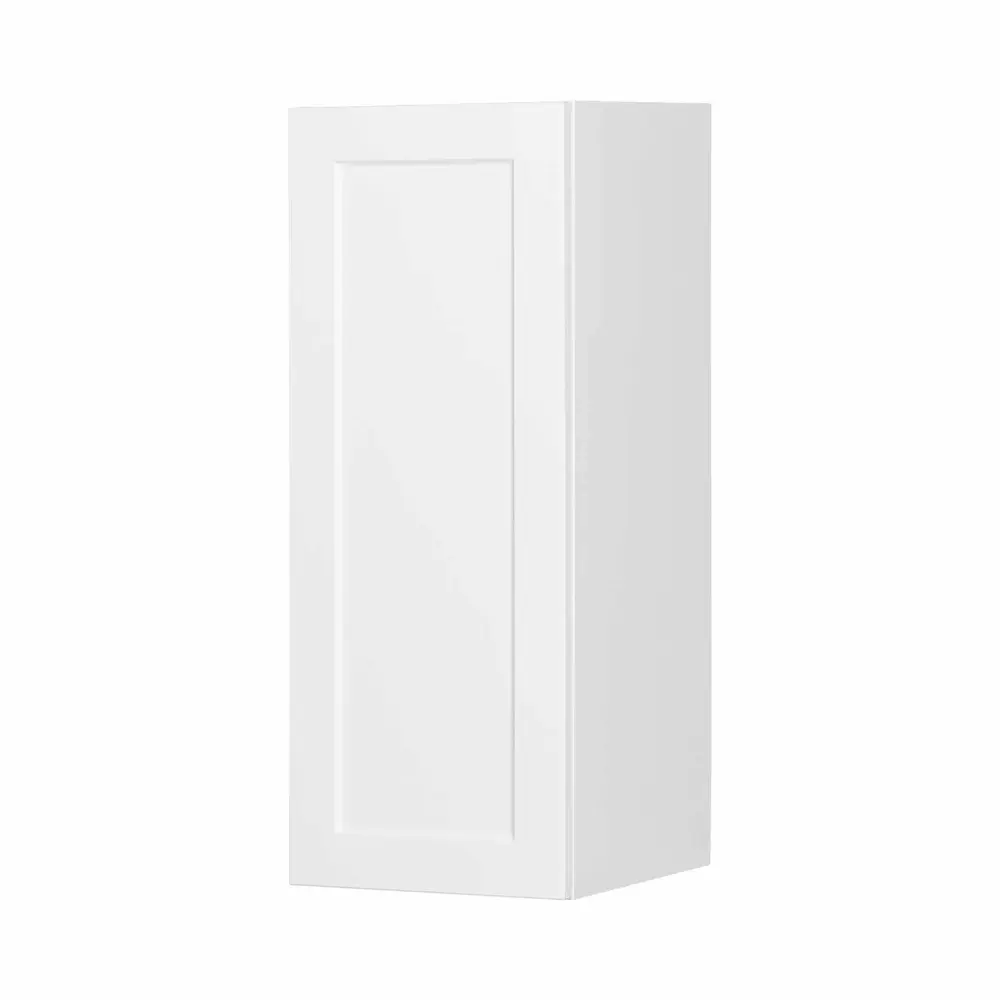 White Melamine Shaker Style Kitchen Wall Cabinet 1 Door White, 12"