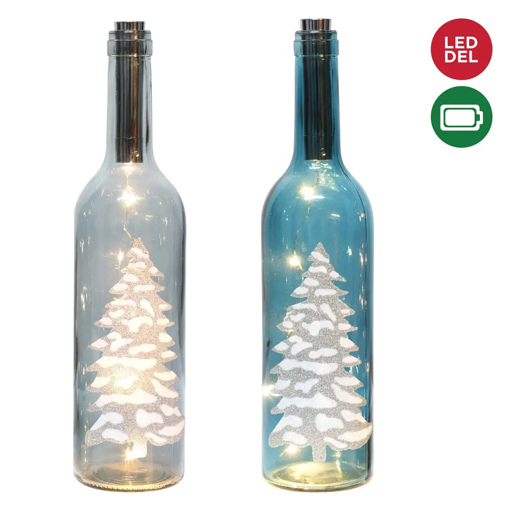 30.5 cm LED Light Bottle Christmas Tree Decal, Choice 2 Models: Blue or Charcoal