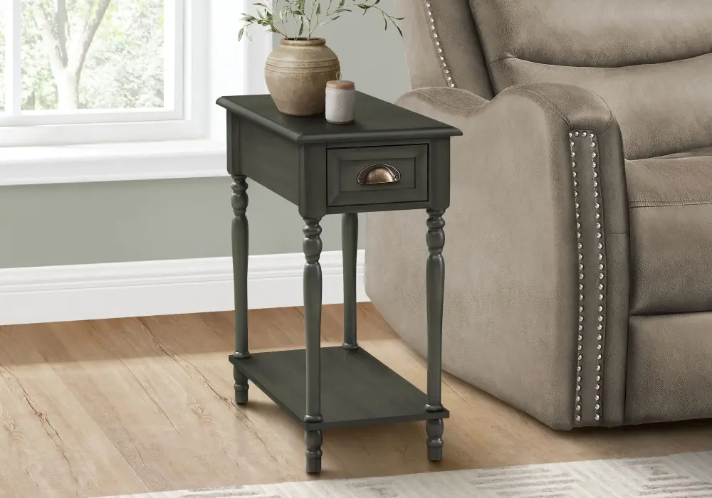 Accent Side Table, 2 Tier, Storage Drawer, Stylish Conventional Design