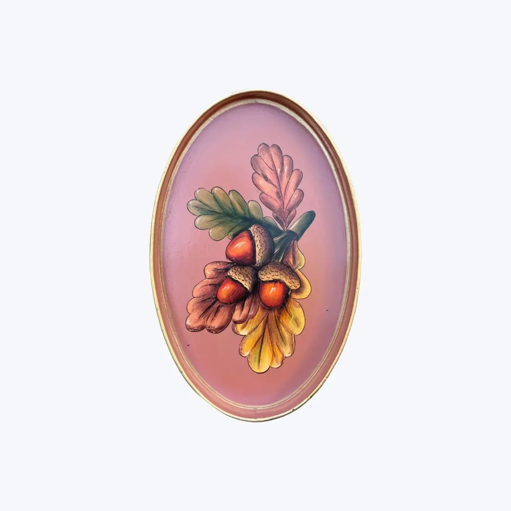 Acorns Flora Hand-Painted Iron Tray