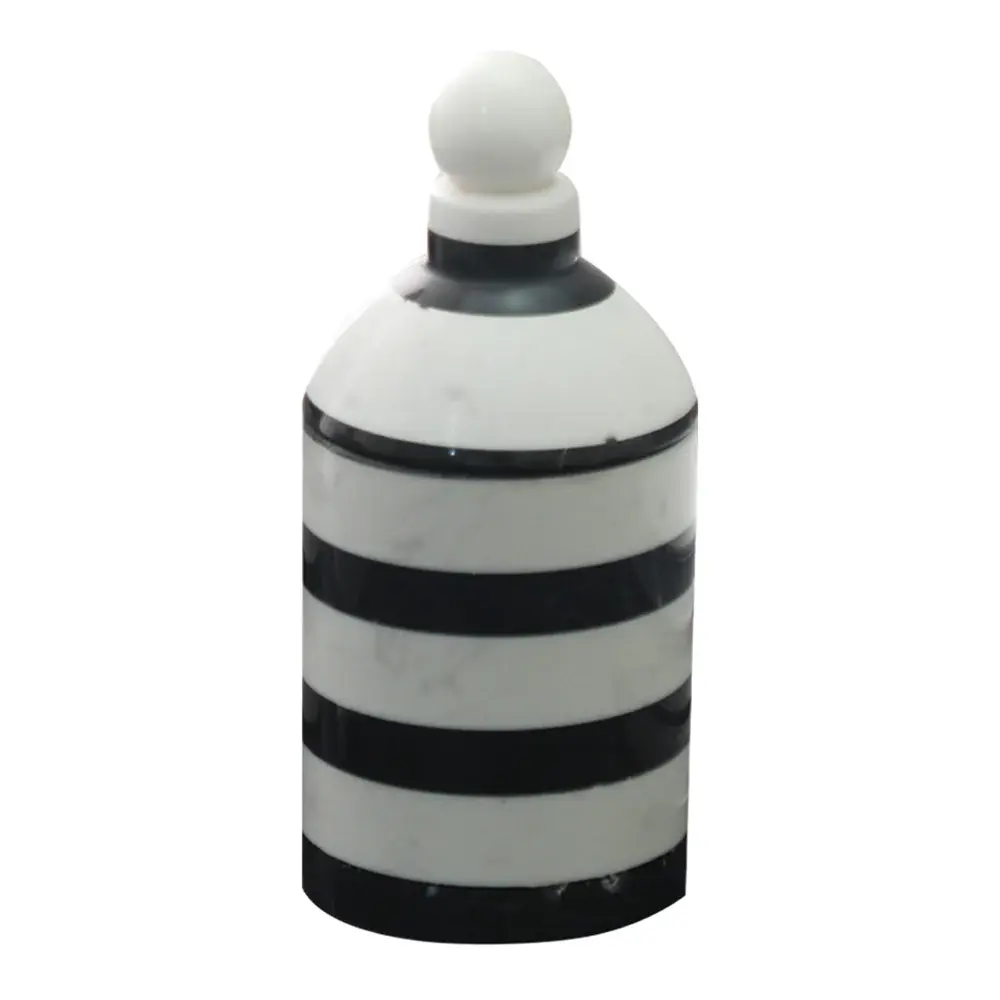 Albion II Marble Jar - Ebony & White