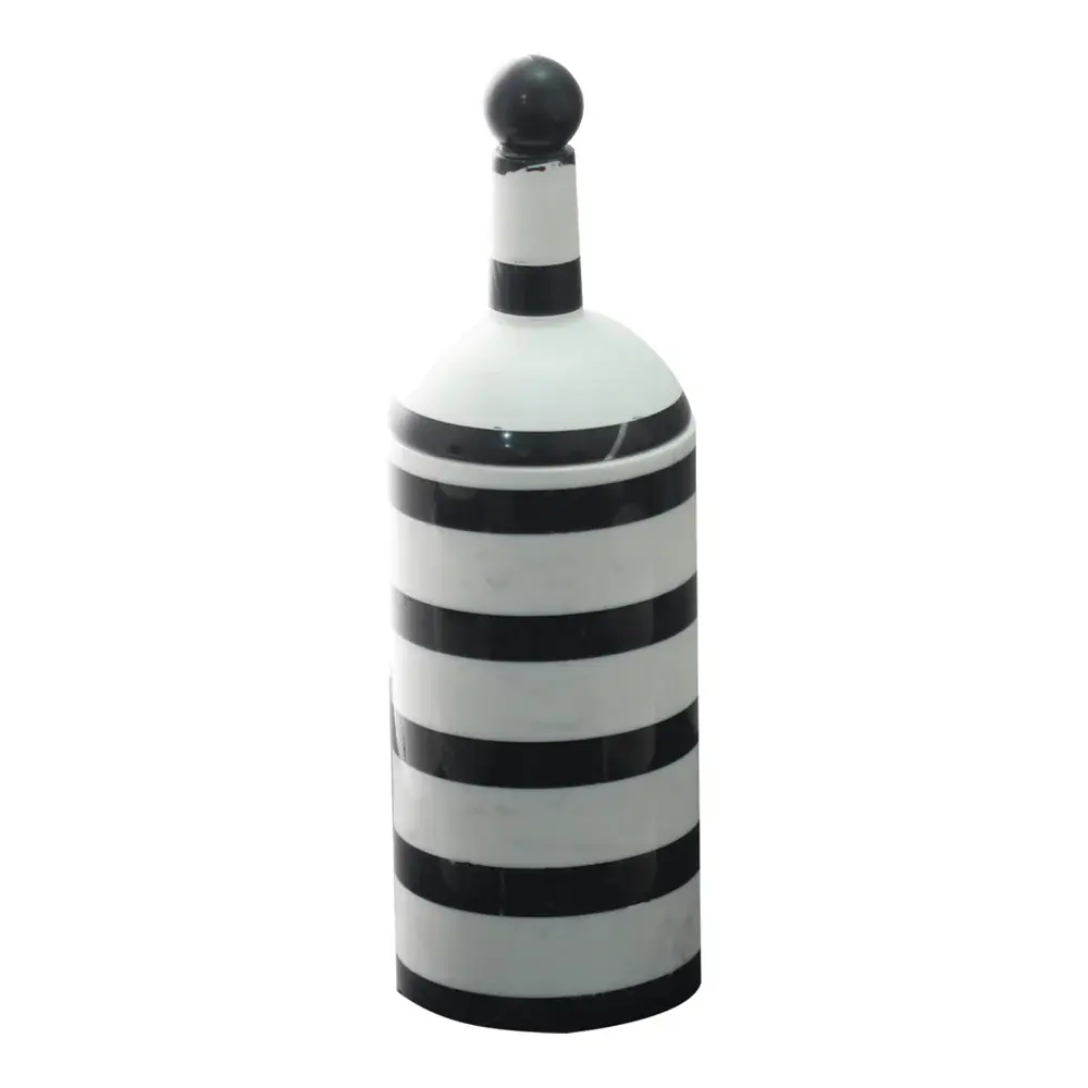 Albion I Marble Jar - Jet-black & White
