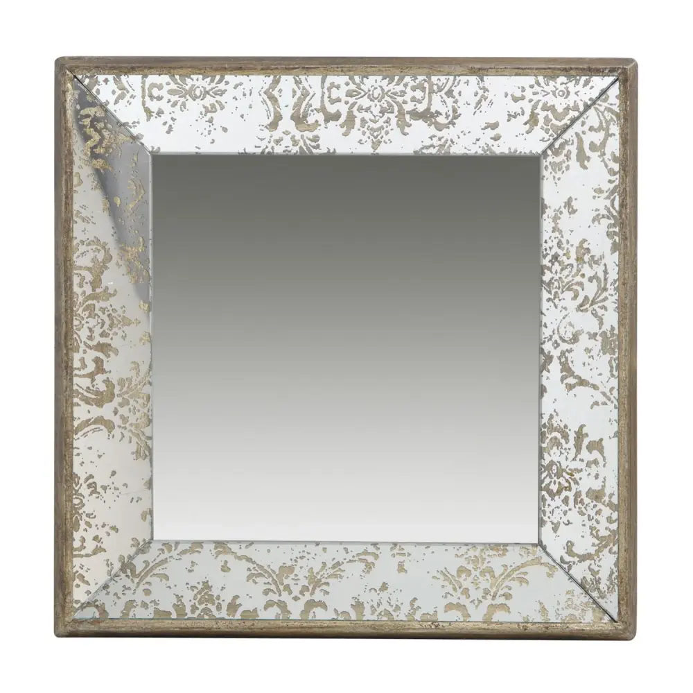 Antique Rectangle Mirror Floral Accents, Mirrored Display Tray, Hanging Wall Mirror