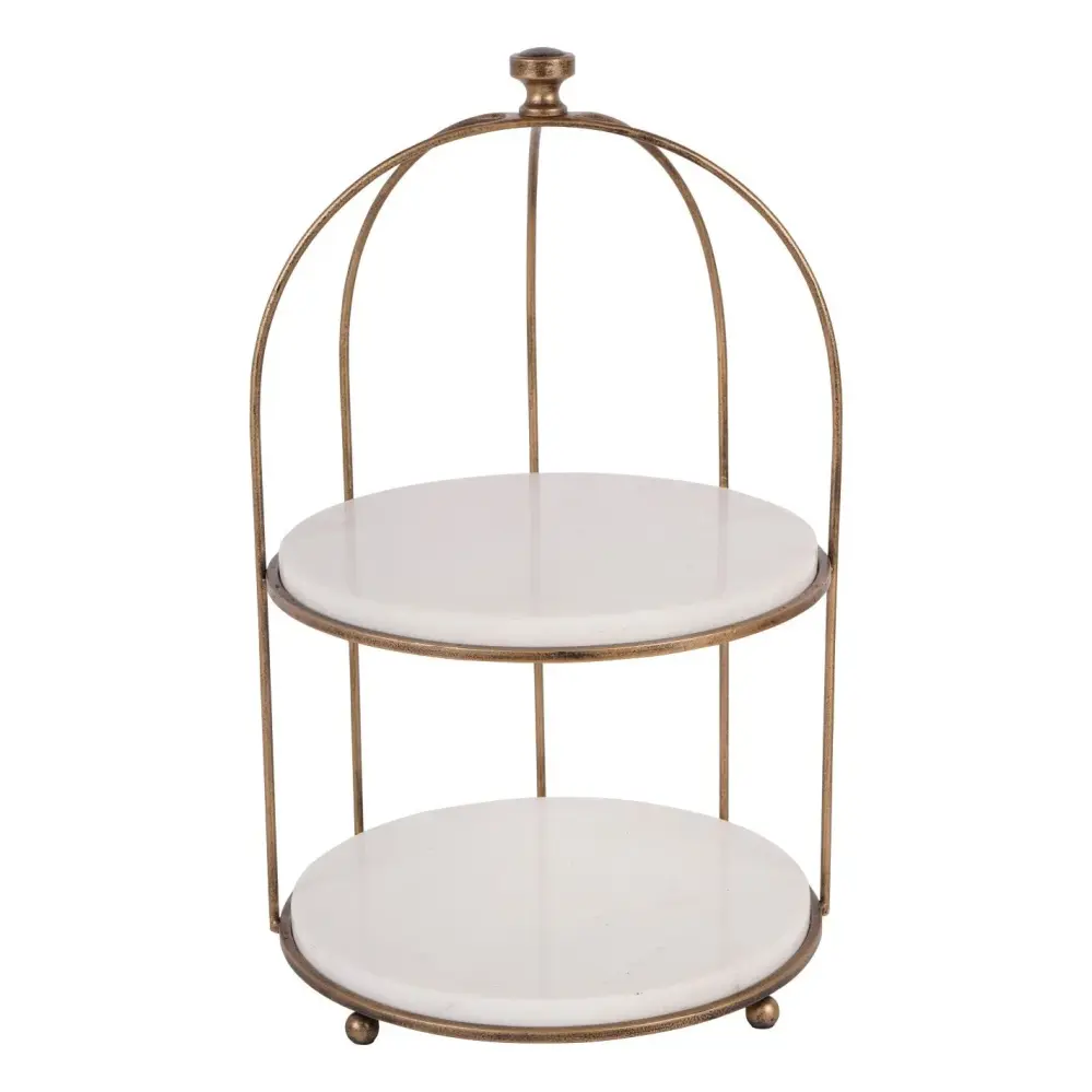 Belvedere Two Tiered Display Stand - Aged Gilded