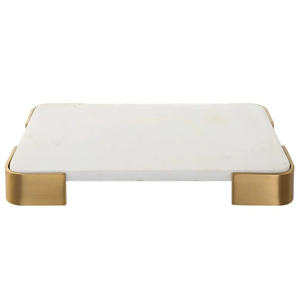 Black Label Elevated Modest Tray/Plateau - White Marble