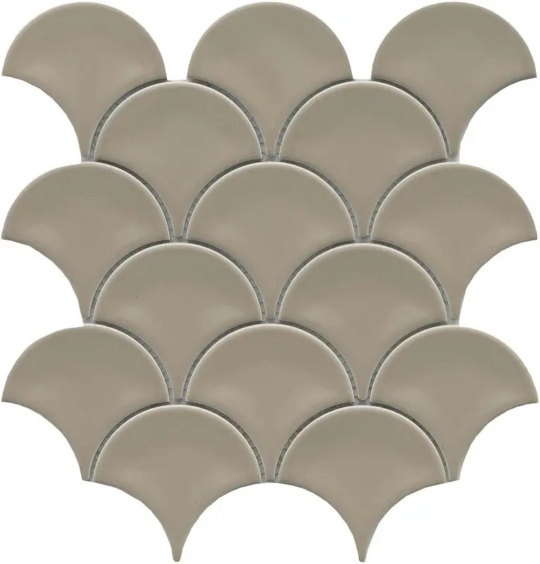 Emser Tile Reward Series F27REWATA1011MFN Porcelain Mosaic Tile, 11 L Tile, 10 W Tile, Pressed Edge, Fan Pattern