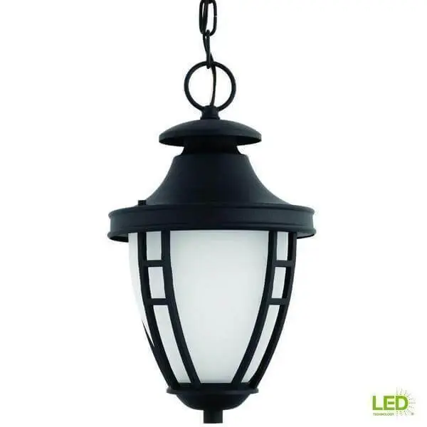 Fairview Collection 1-Light Outdoor Textured Jet-black LED Hanging Lantern Damaged Box