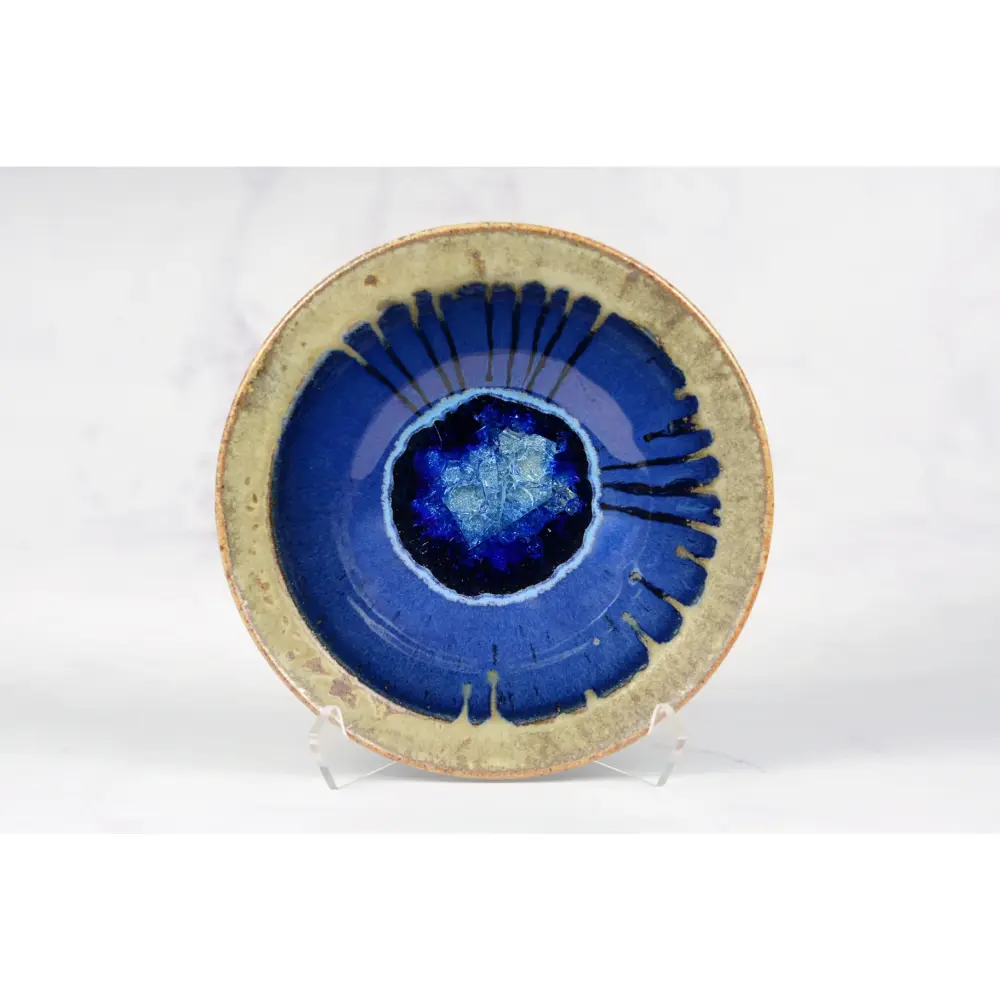 Flared 16" Bowl Terra cotta and Blue Accents- Jumbo