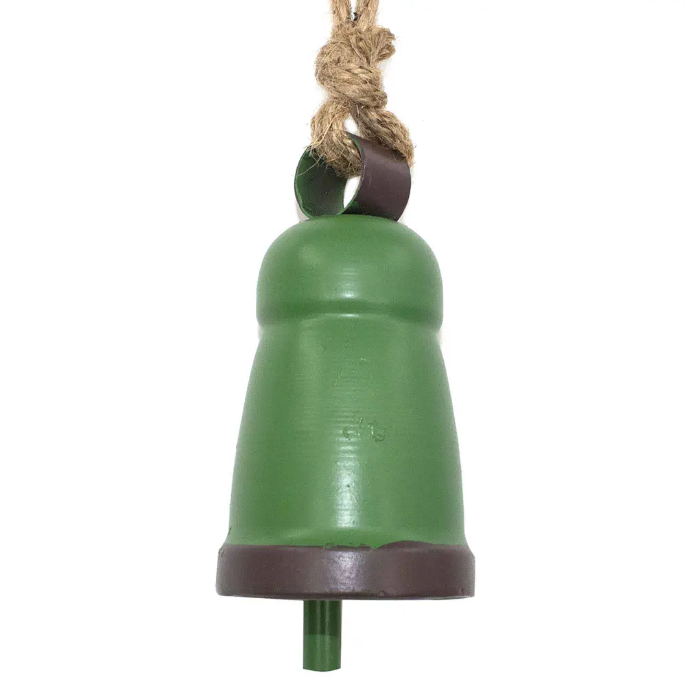 Green All-metal Bell Ornament, 5''