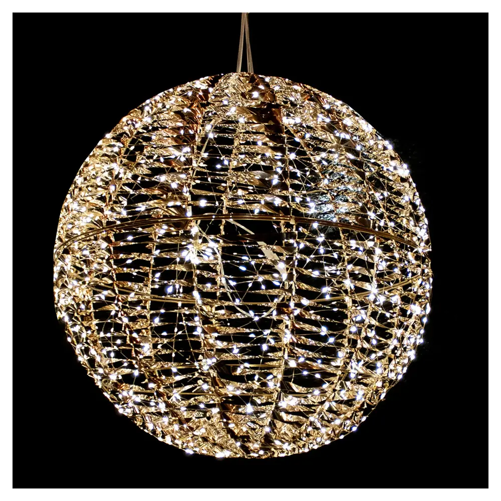 Illuminated Hanging Golden Ball Warm White LEDs, 16'' compact