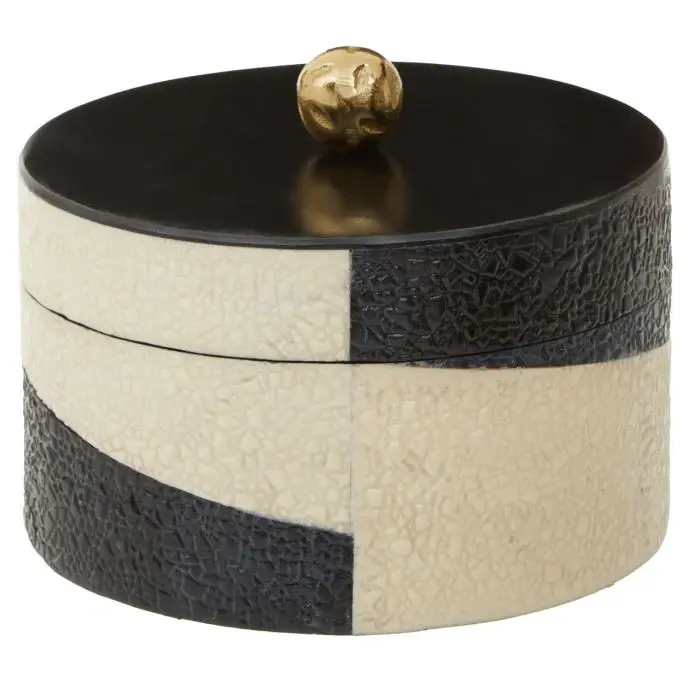 Large Trinket Box - Black & Pearl