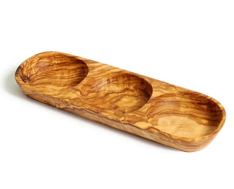 Olive Wood Three Section Tray