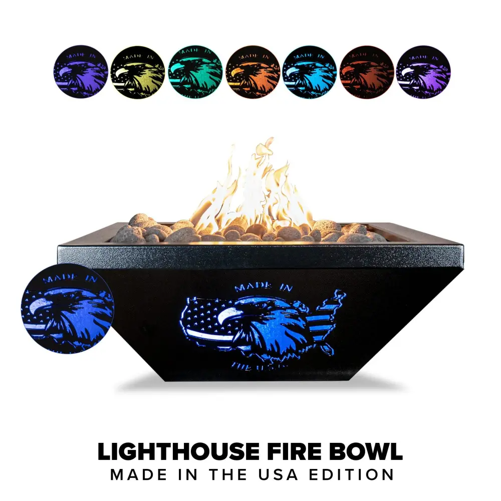 Outdoor Plus - Light House (Made USA) LED Fire Bowl Aluminium Powder Coat Fire Bowl OPT-LHFOMSAPC