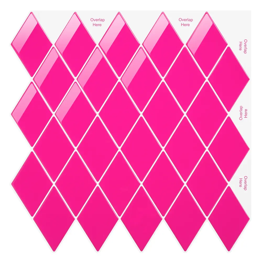 Peel and Stick Backsplash Kitchen Accent Wall Tile Stickers 12"x12" Hot Blush Diamond Shape Self Adhesive Stick on Backspl...
