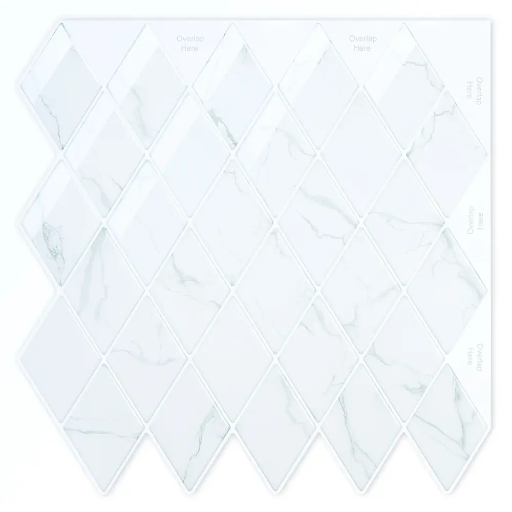 Peel and Stick Backsplash Kitchen Accent Wall Tile Stickers 12"x12" Diamond Shape Self Adhesive Stick on Backsplash - Chal...